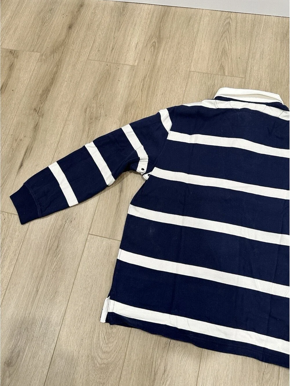 Polo Ralph Lauren Shirt Mens XL Blue White Rugby Striped Collar Pony Logo